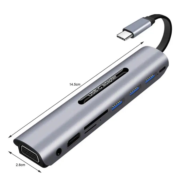 

Type C Hub 9 Ports 4K USB C Splitter VGA HD USB3.0 Adapter HDMI-Compatible Audio Lan Hub for Desktop Phone Notebook