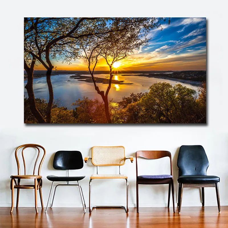 Современная картина С закатом пейзажа HD Печать на холсте постеры и принты