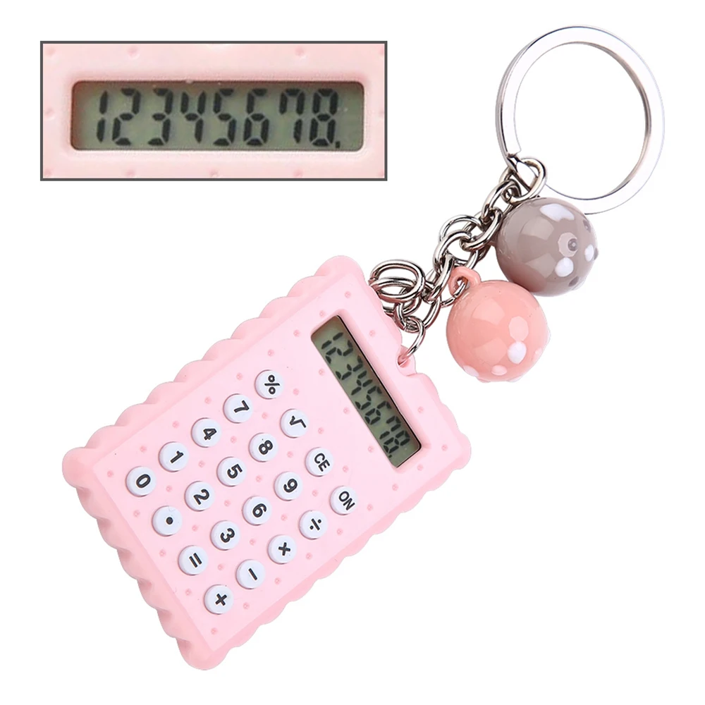 

Mini Portable Cute Style Calculator With Keychain Creativity 8-Digit Display Calculator For Student Calculation Learning Tools