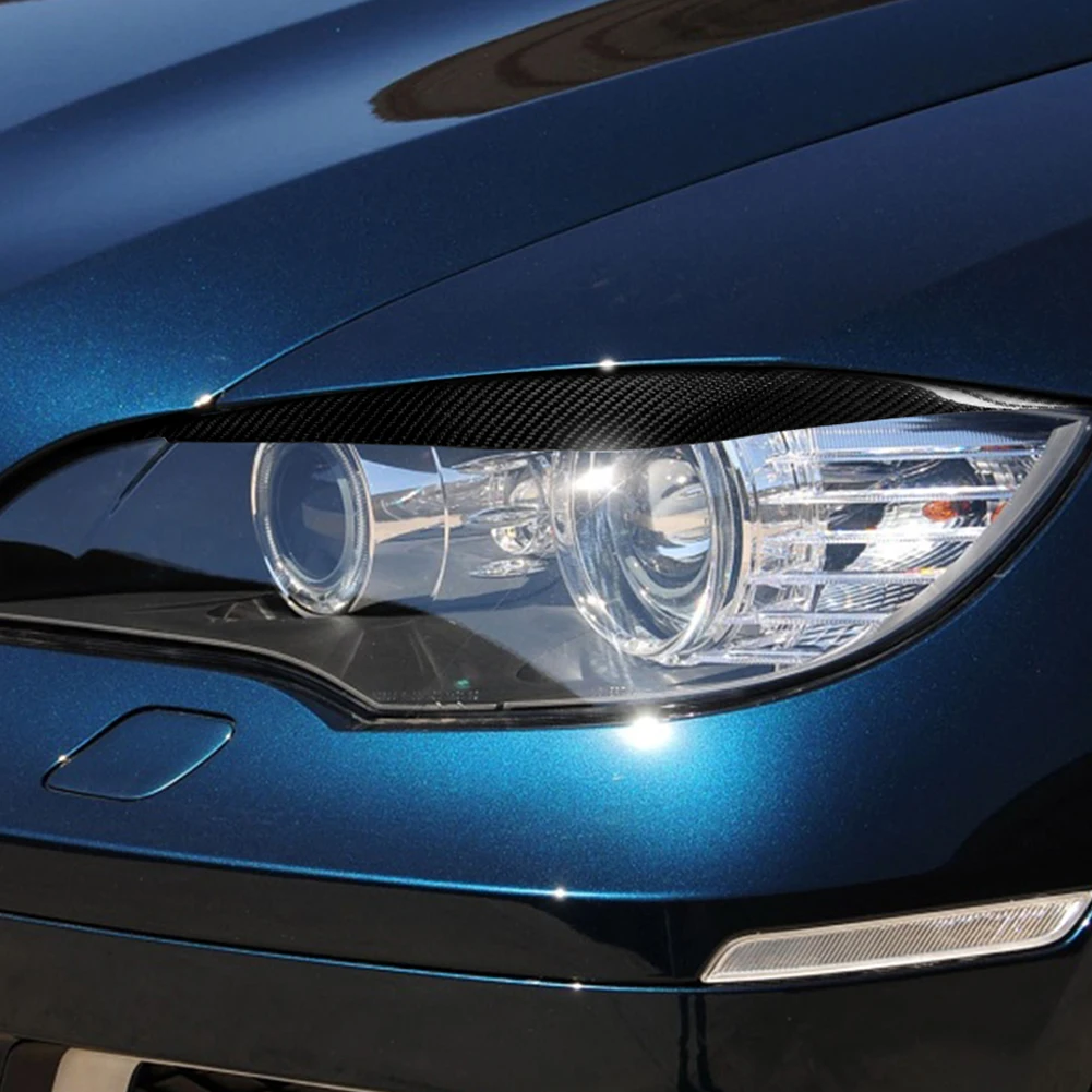 

Car Carbon Fiber Headlight Eyelids Stickers Anti-ultraviolet Coating for BMW E71 X6 2008-2014 Car Exterior Accessories