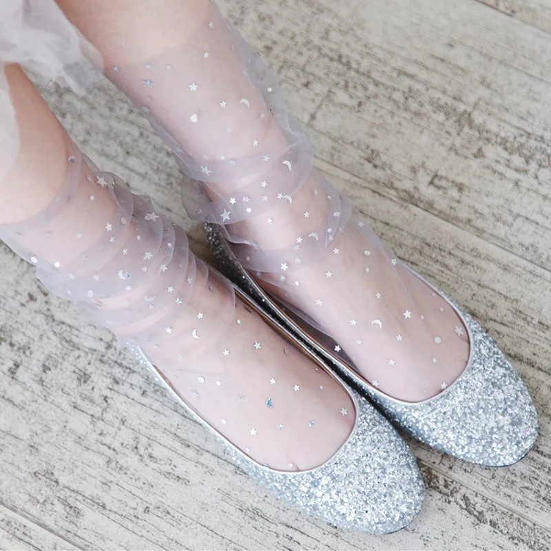 Модные женские дышащие прозрачные сетчатые носки в горошек стиле Харадзюку