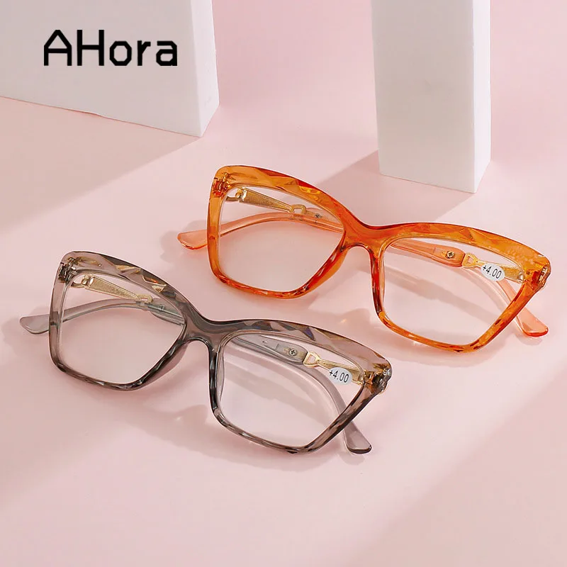 

Женские очки для чтения Ahora, пресбиопические квадратные очки кошачий глаз для дальнозоркости + 1,0 + 1,5 + 2,0 + 4,0