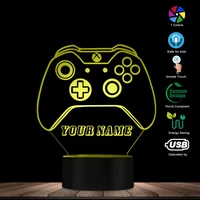 game controller night light personalized free cusom name led night lamp 7 color change touch control engraved gift for gamer