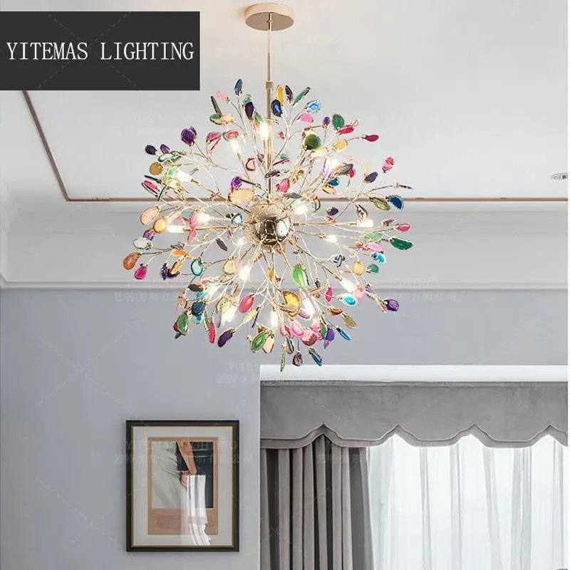 Глобус светодиодный Люстра агат синий/зеленый/фиолетовый/розовый для