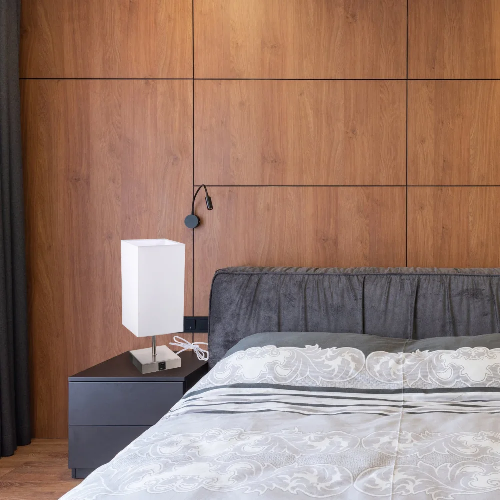 

1pc Desk Light Household Simple Bedside Lamp with Dual USB Ports US Plug