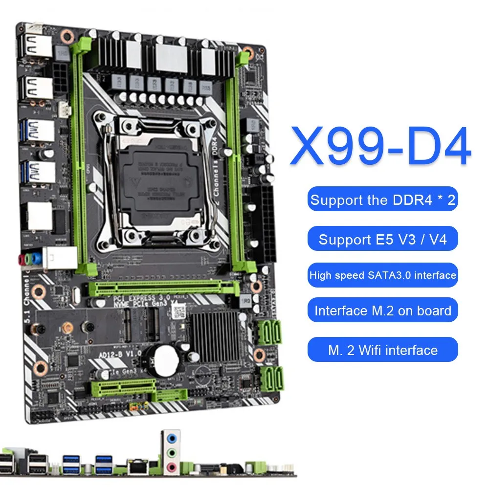 

X99-D4 Computer Motherboard M-ATX Dual Channel DDR4 64G USB 3.0 SATA 3.0 M.2 WIFI Mainboard for LGA 2011 E5 V3/V4 Series CPU