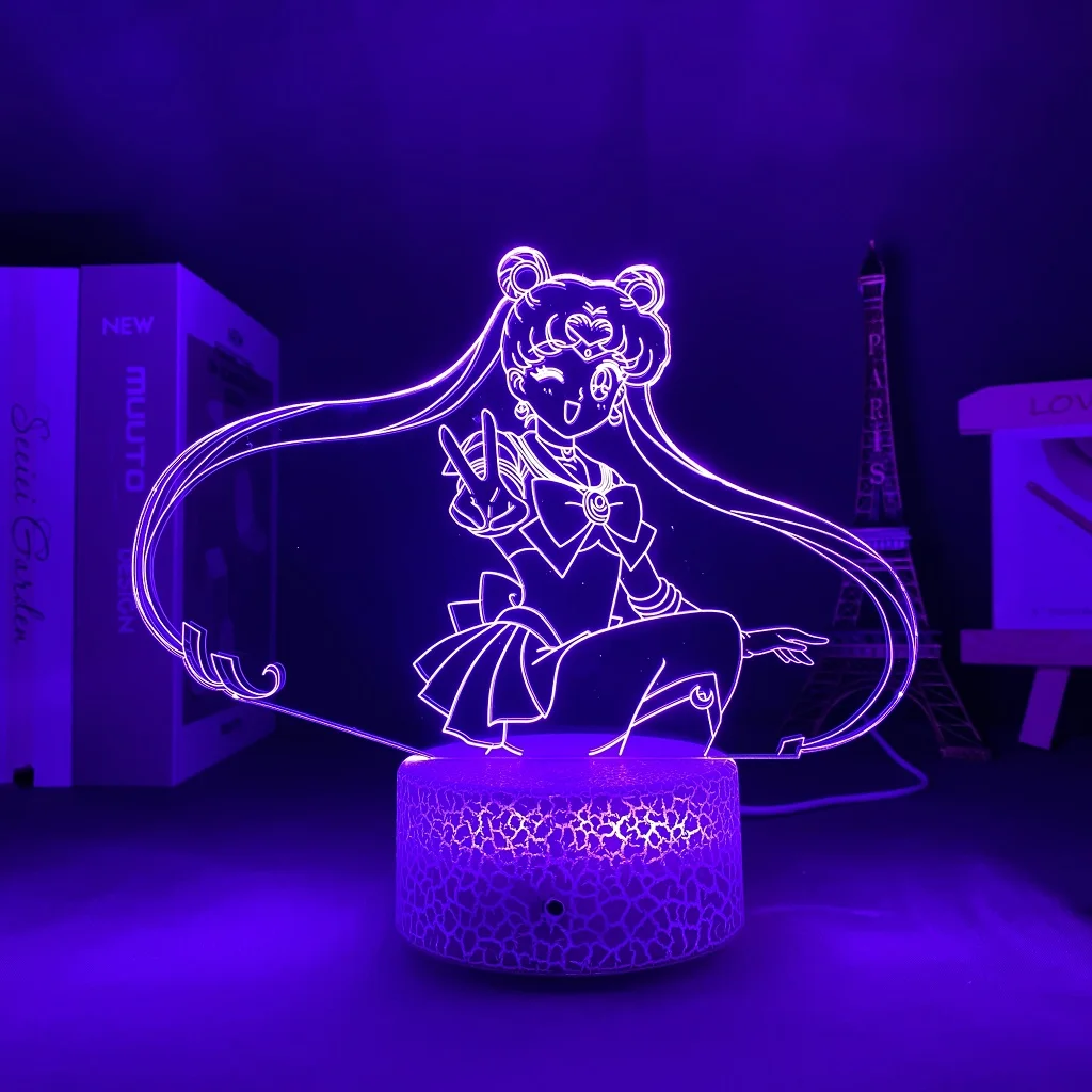 

Anime Sailor Moon Night Lights Led Lamp For Home Gift To Firend Bedroom Decor Children's Room USB Nightlight Manga Sailormoon