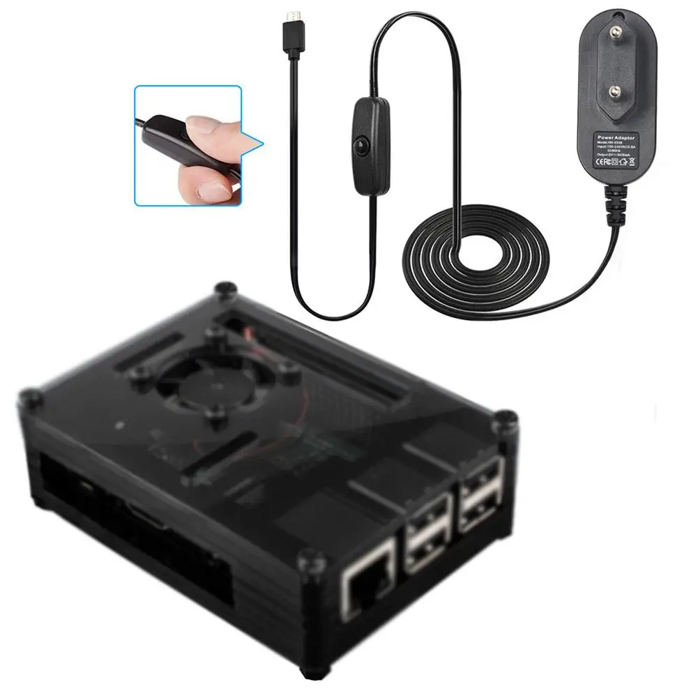 Адаптер питания для Raspberry Pi 4 поколения 4B 5V 3A type-C с кнопкой переключения зарядного