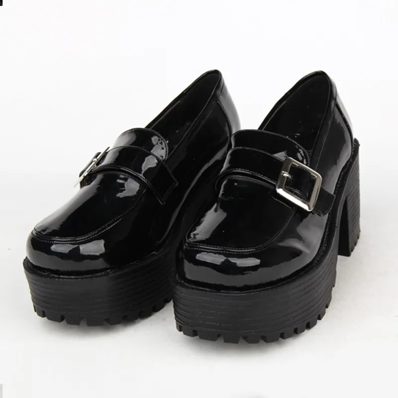 

LOLITA jk uniform women's shoes COS shoes thick-soled new single shoes square buckle shallow mouth round head cosplay anime