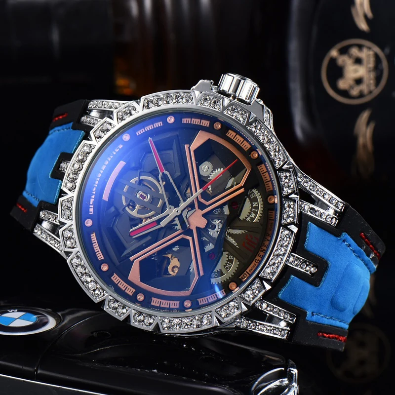 

Hollow Mechanical Watch Men's Automatic Diamond Wristwatches Leather Strap Top Brand Luxury Male Watches Sports Dress Clock Hour