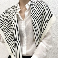 2021 foreign trade popular spring new stripe printing foreign trade satin simulation silk womens 90cm silk scarf turbans