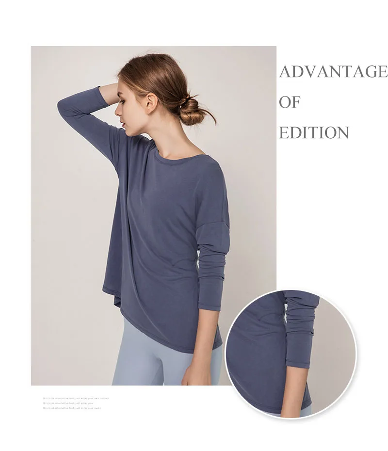 Long Sleeve Women Yoga Tops Open Back Running Clothes Pilates Loose Workout Sportswear Quick Dry Dance Shirts for Gym Fitness