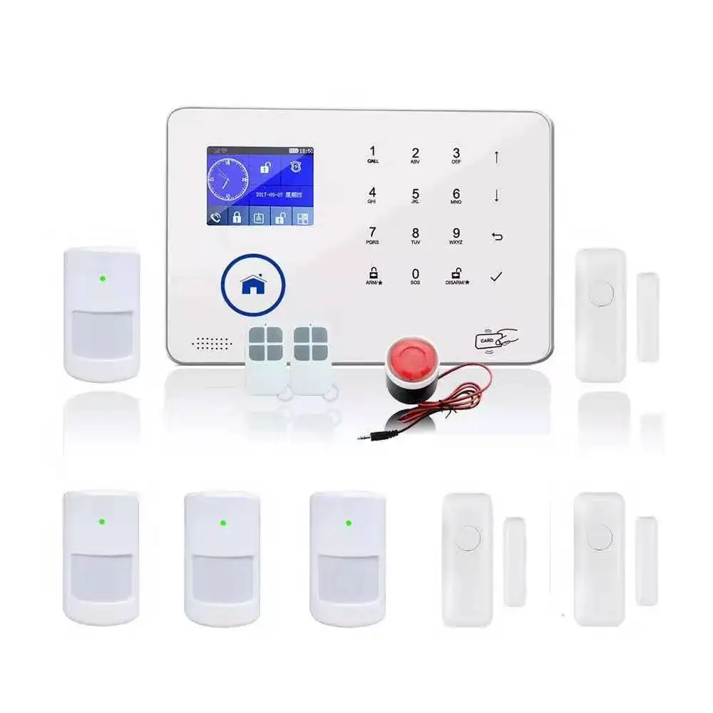 WIFI+GSM(3G)Quad band burglar alarm system 4 Pcs PIR 3 Pcs Door Contact