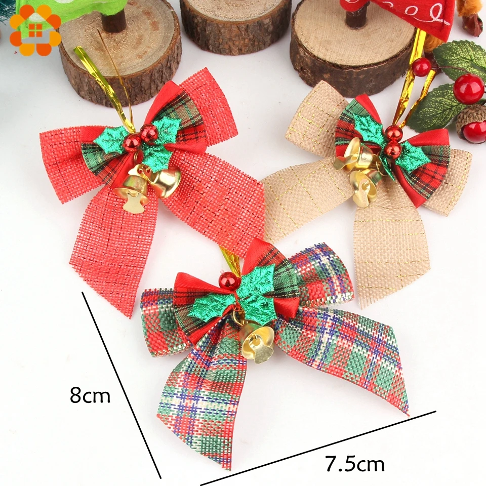 4 шт./Партия DIY пеньковый Рождественский бантик подвеска-колокольчик мини-банты