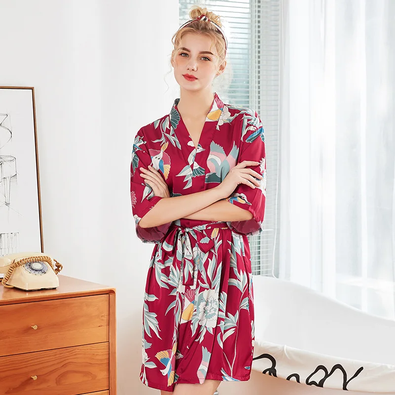 

Silk Kimono Robe Bathrobe Women Satin Robe Silk Robes Night Sexy Robes Night Grow For Bridesmaid Summer