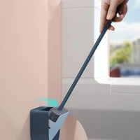 automatic opening and closing flat silicone toilet brush tpr brush head deep decontamination and punch free bathroom accessories