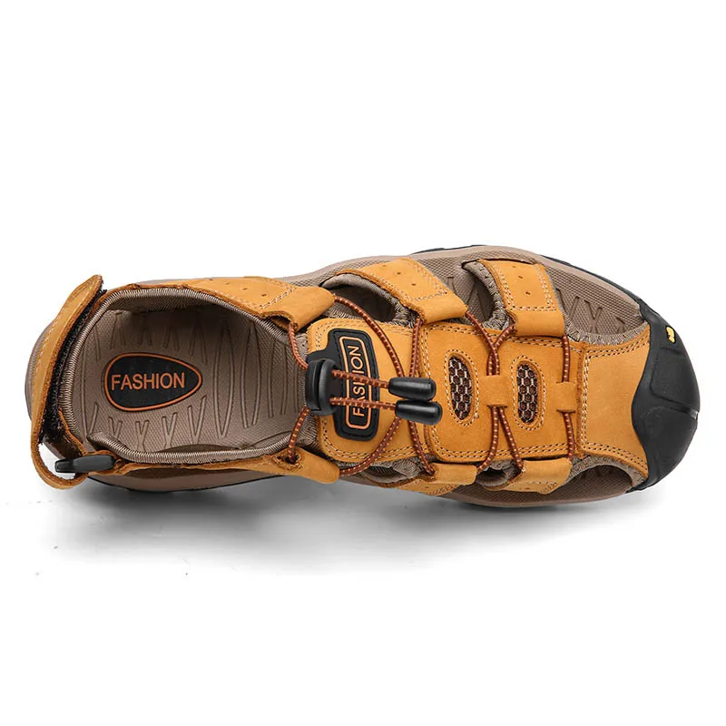 Летние мужские сандалии для походов уличные кожаные спортивные кроссовки