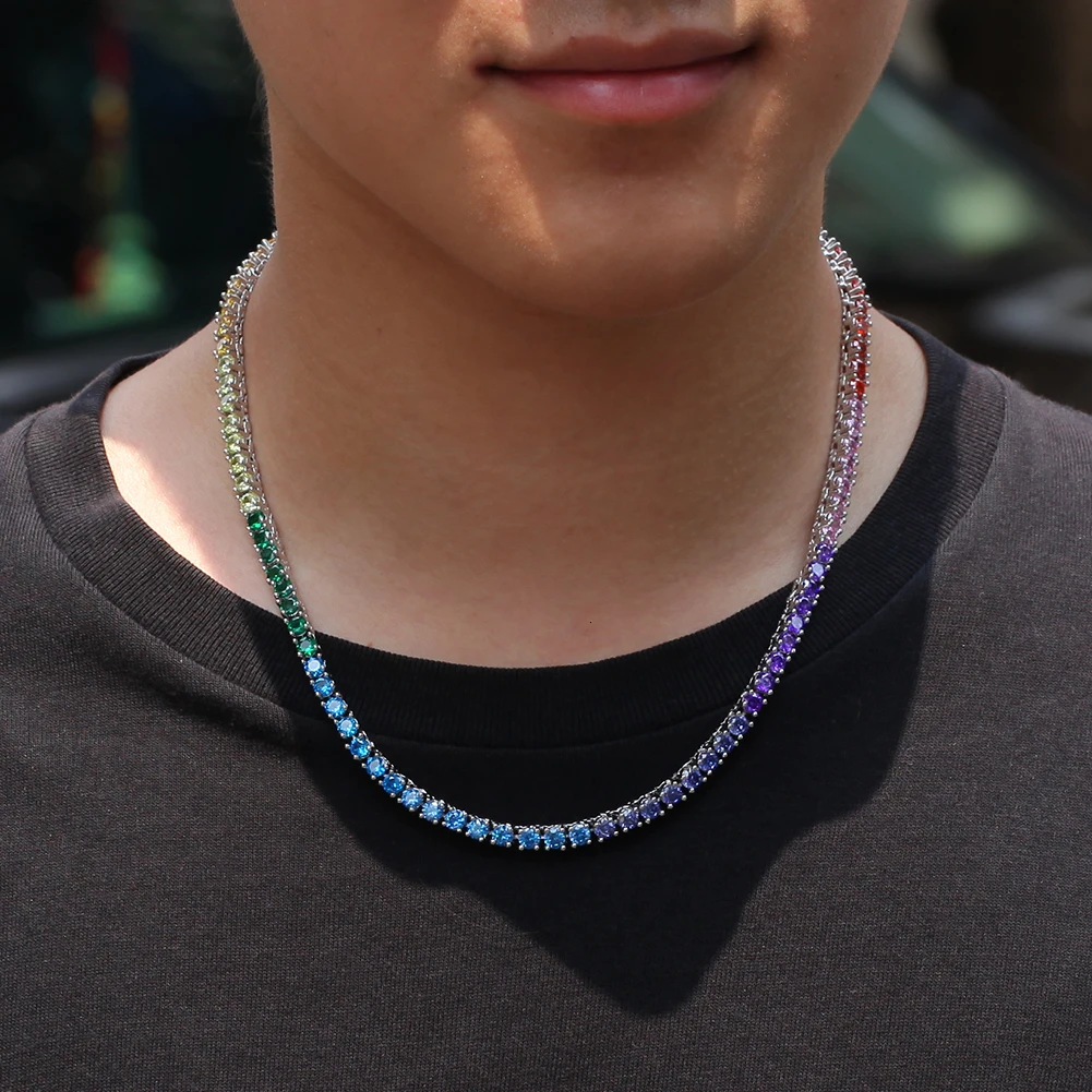 Ожерелье с фианитом BLING KING мужское Ювелирное Украшение для тенниса медное колье в