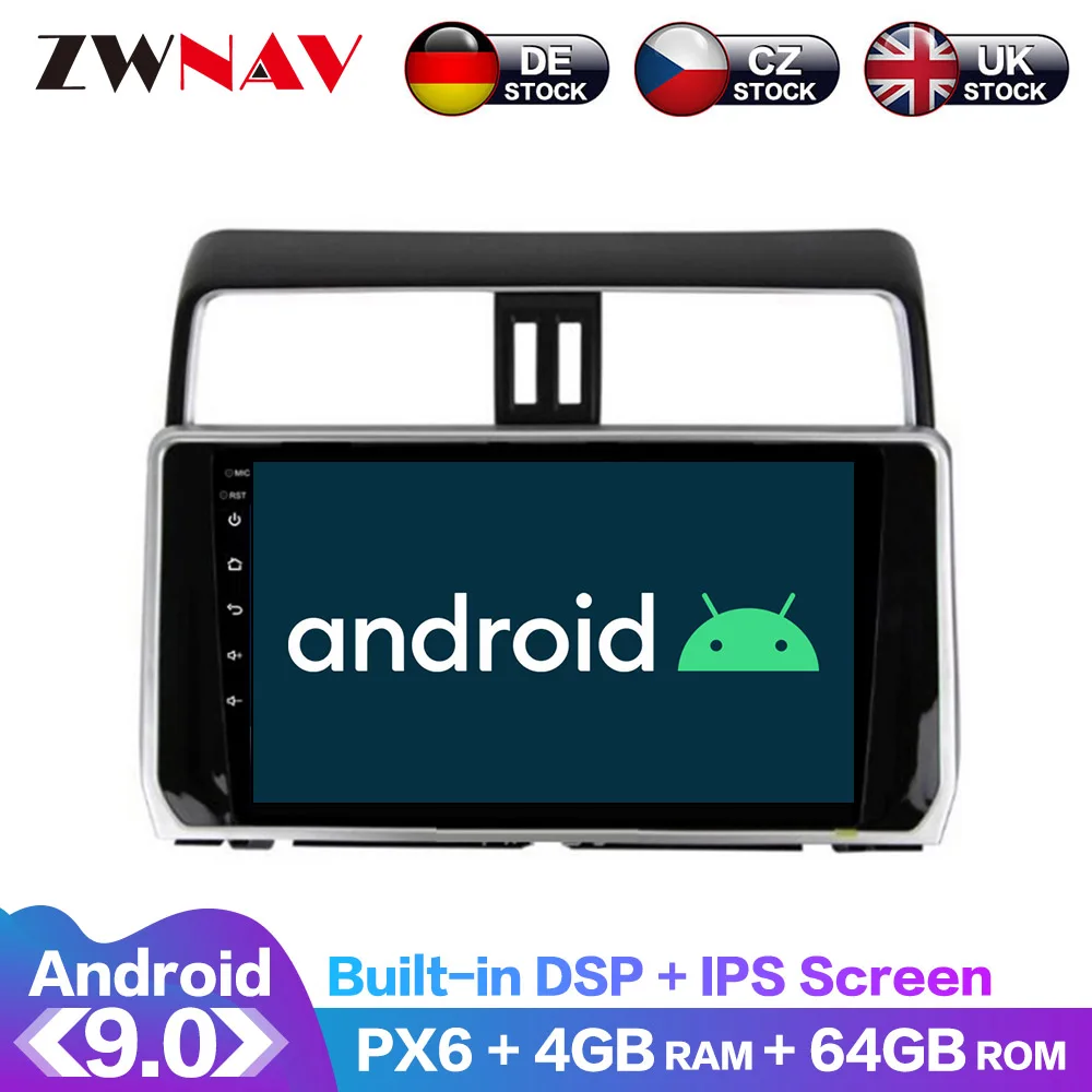Android 10 IPS экран PX6 DSP для Toyota Land Cruiser Prado 150 2018 автомобильный без DVD GPS мультимедийный