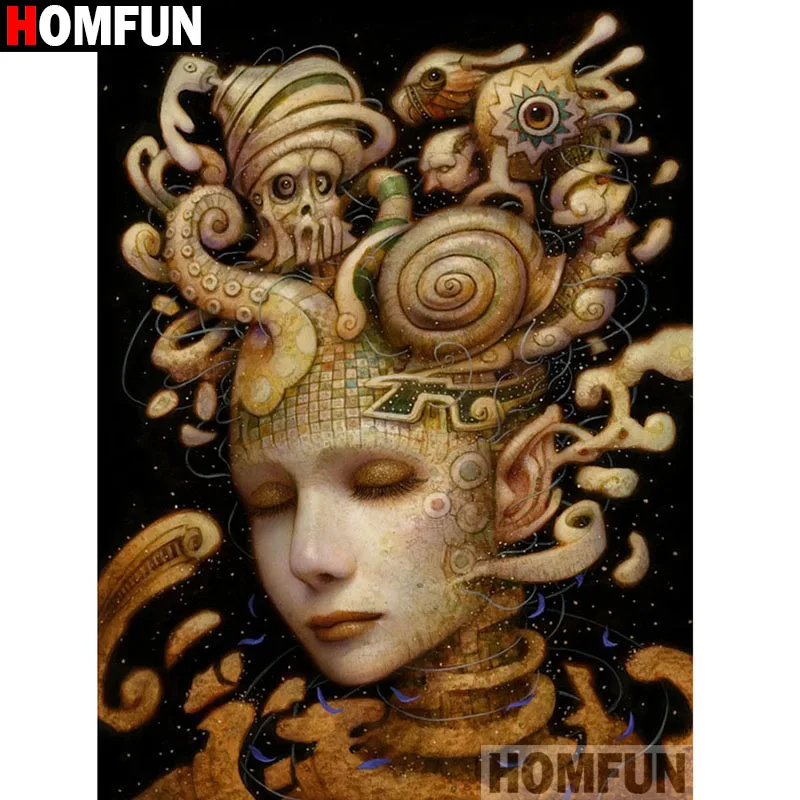 Картина HOMFUN с алмазной вышивкой красота череп алмазная живопись полный
