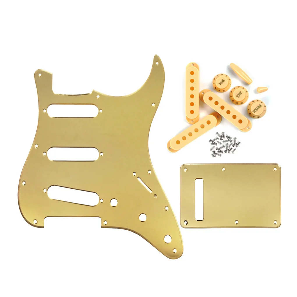Набор Strat Pickguard SSS Guitar Backplate 48/50/52 мм Односистемные катушки Защита звукоснимателя Кнопки Переключатель Whammy Bar Советы для частей.