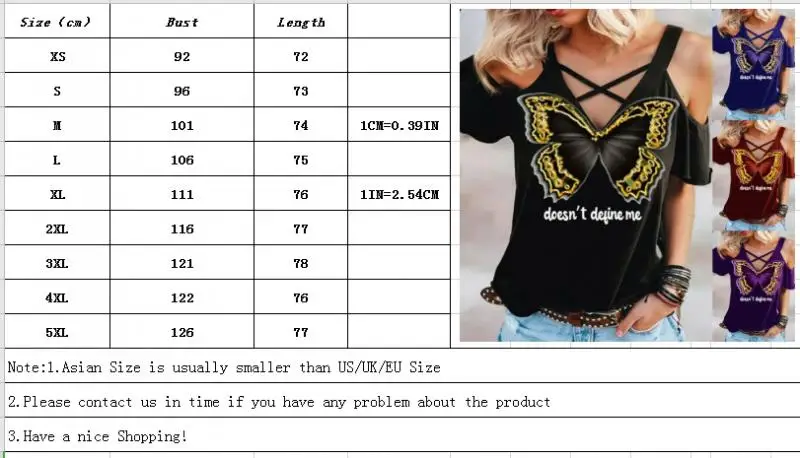 

Summer Tops Women's T-Shirt Ladies Strapless V-Neck Casual Top Loose Short Sleeve t Shirt Butterfly Printed Sexy Women Tee