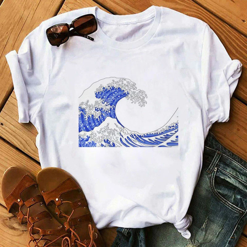 

Summer Spray Retro Print Women T-shirt Fashion Short-sleeved Round Neck Top Casual Round Neck Top T-shirt