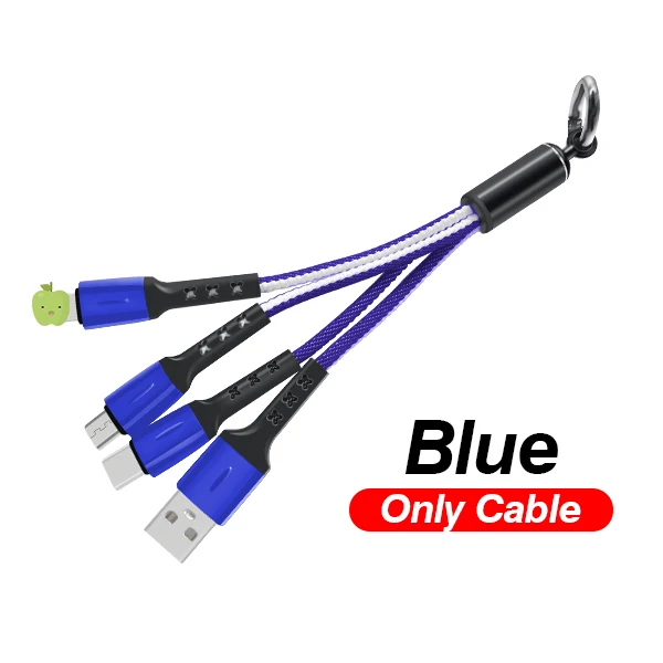 FBYEG Mini 3 в 1 USB кабель портативный короткий Micro usb type C мульти зарядный кабель для Xiaomi huawei iPhone Быстрая зарядка - Цвет: 3-IN-1-BluWhite