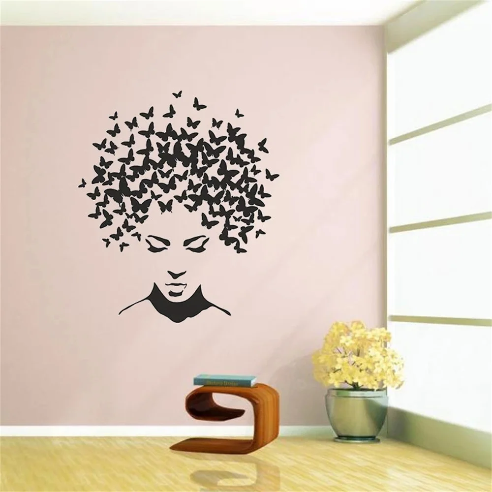 

Butterfly Woman Head Wall Decal Butterfly Wall Decoration Butterfly Wall Sticker Living Room Bedroom Art Deco Home Decoration