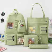 4 Pcs Sets Schoolbags For Teenage Girl Women Backpack Nylon Laptop School Bags For Teenager Girls Women Shoulder Bag