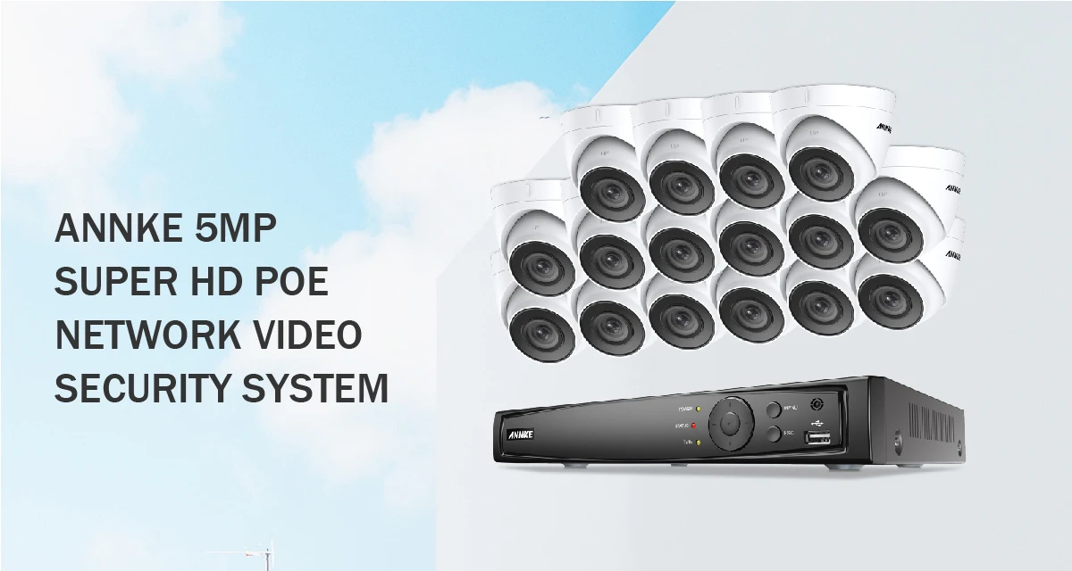 ANNKE 5MP H.265+ 16CH супер HD POE сетевая видео система безопасности 16 шт. водонепроницаемые уличные ip-камеры с питанием по PoE 2,8 мм POE камера комплект