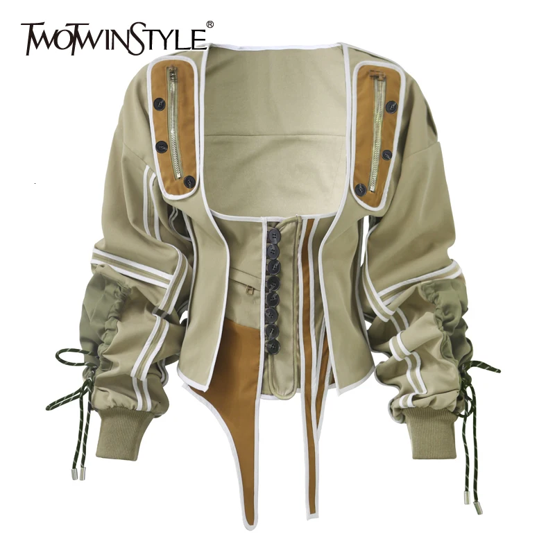 

Женская Асимметричная куртка TWOTWINSTYLE, разноцветная куртка на завязках с рюшами и рукавами, новинка 2022