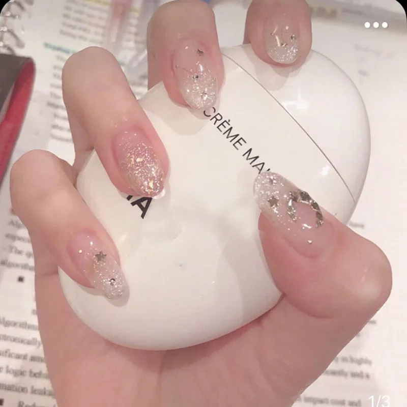 

24pcs Fake Nails With Glue Type Round Head Long Paragraph Fashion Manicure Patch False Nails Press On Nails Designs Save Time DL