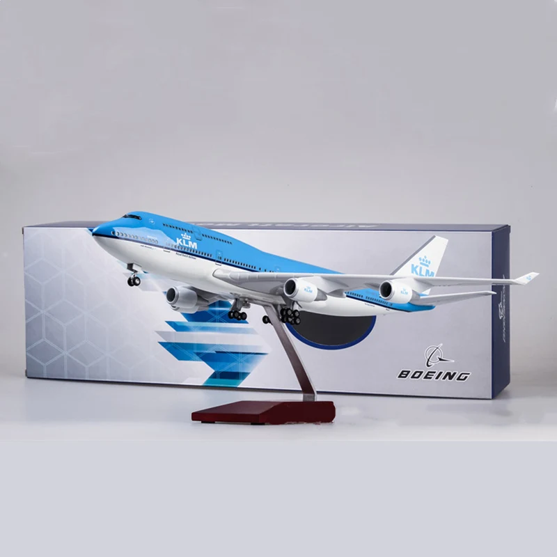 KLM B747 47 см 1: 160 масштабные самолеты Boeing B747 KLM королевские голландские авиалинии модель самолета с колесом литой смолы самолет коллекционный подарок - Цвет: KLM B747