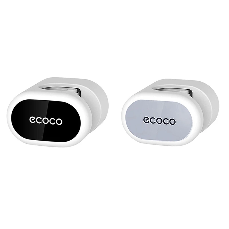 

2X Ecoco Mop And Broom Holder Perforated Free Wall-Mounted Mop Holder Household Storage Rack Black & Gray