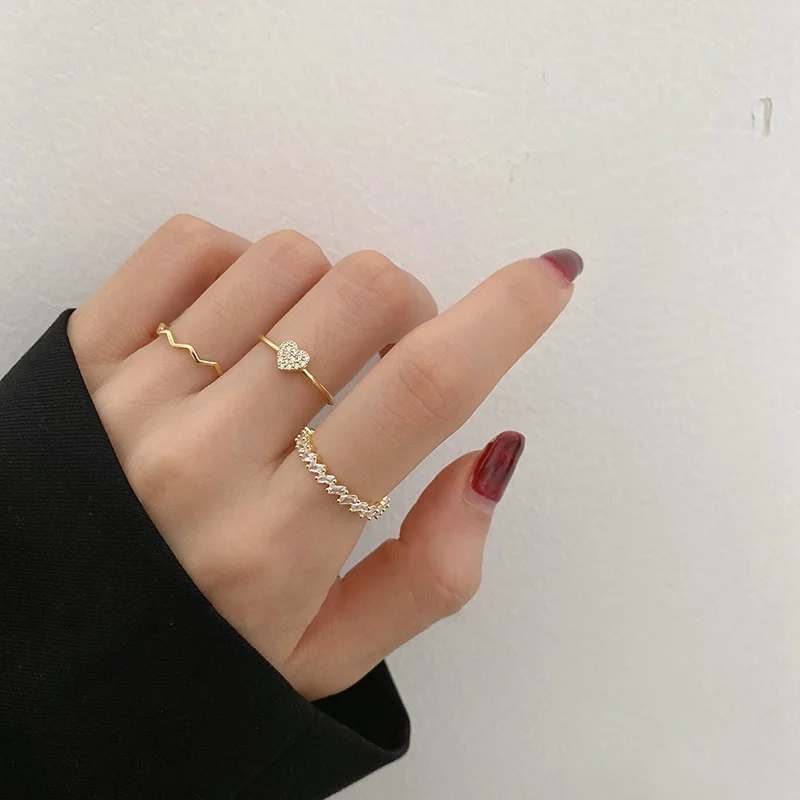 MENGJIQIAO корейский модный дизайн изящные циркониевые кольца в форме сердца для