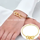 Индивидуальные именные браслеты, персонализированный браслет, золотые браслеты из нержавеющей стали для женщин, табличка с именами семьи, индивидуальные украшения