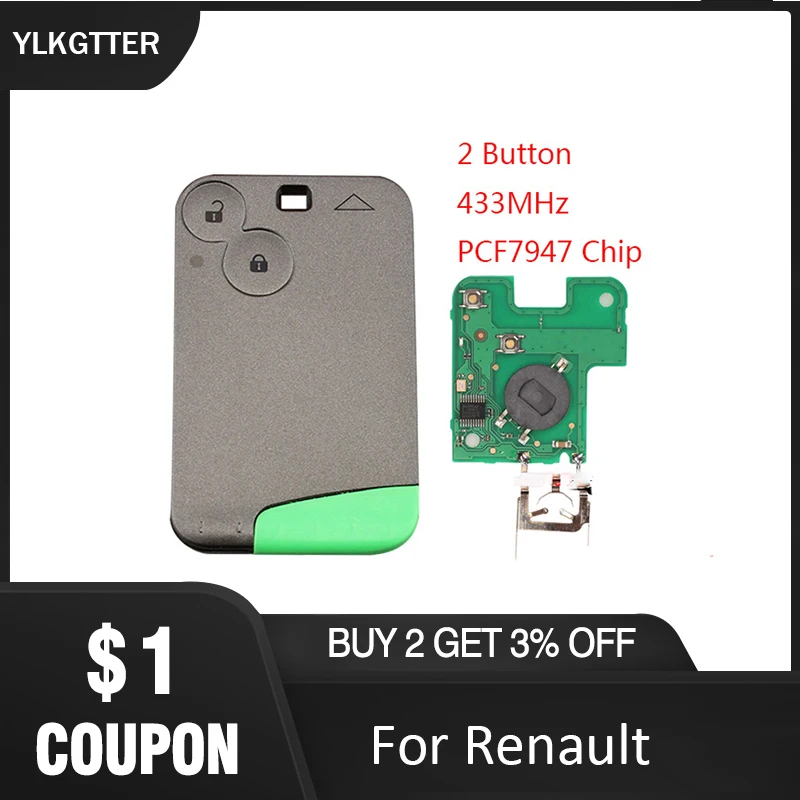 

Пульт дистанционного управления YLKGTTER, 2 кнопки, 433 МГц, PCF7947