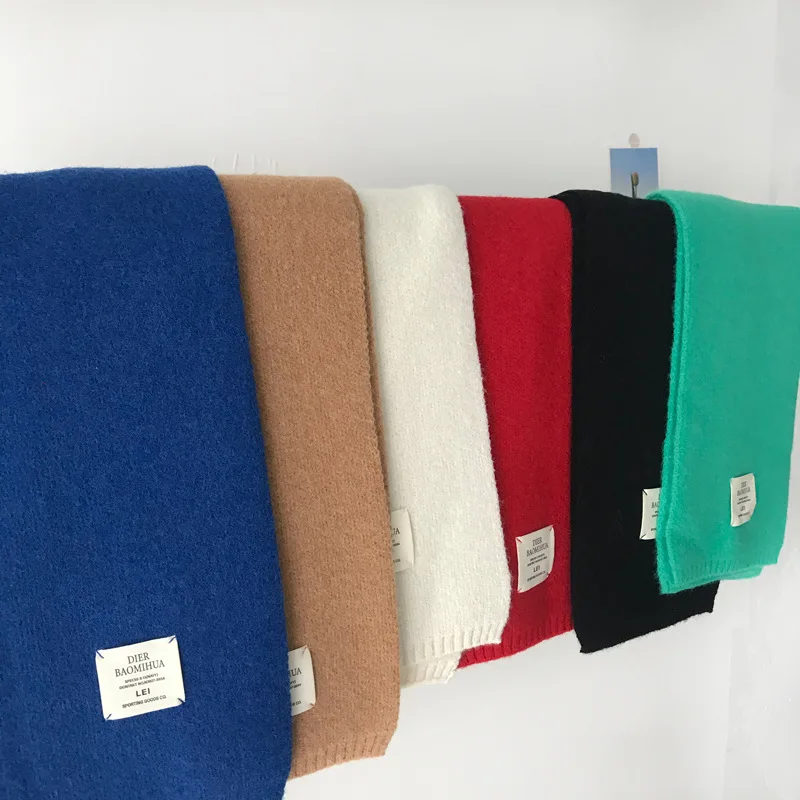 

new Korean paste simple knitted solid color scarf women's winter long warm casual Bib couple
