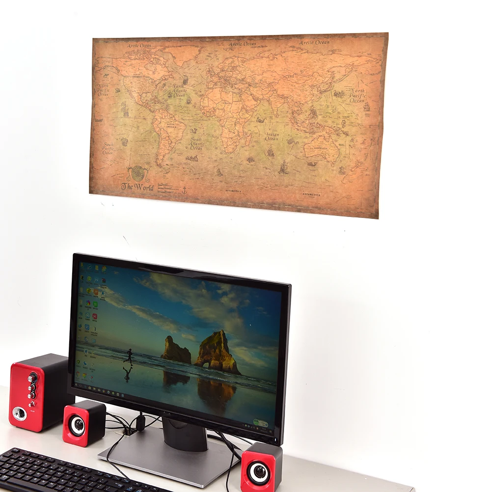 Карта стикер высокое качество 2 размер крафт океан море живопись старый Бумажный