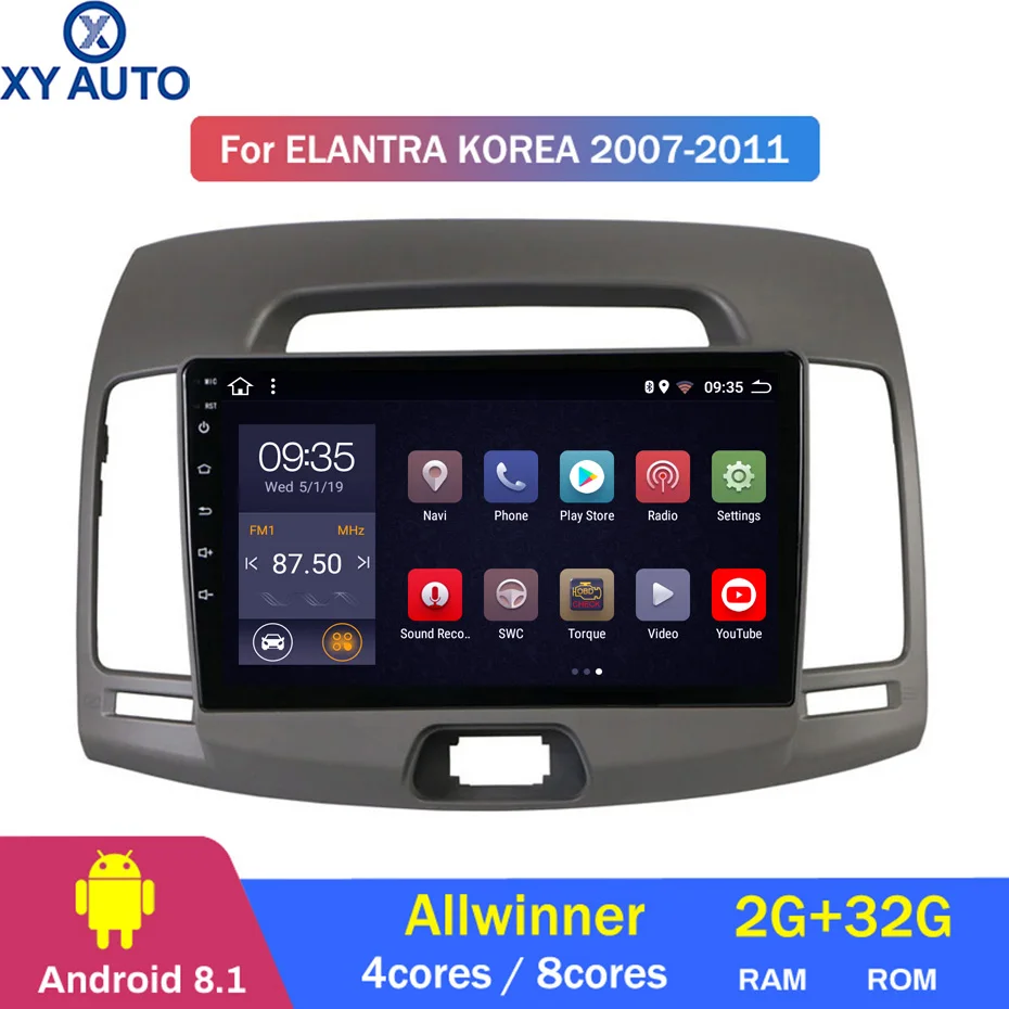 Мультисенсорный сенсорный экран 2.5D IPS HD 9 дюймов Android 8 1 2 Гб ОЗУ 32 ПЗУ NAVI для Hyundai