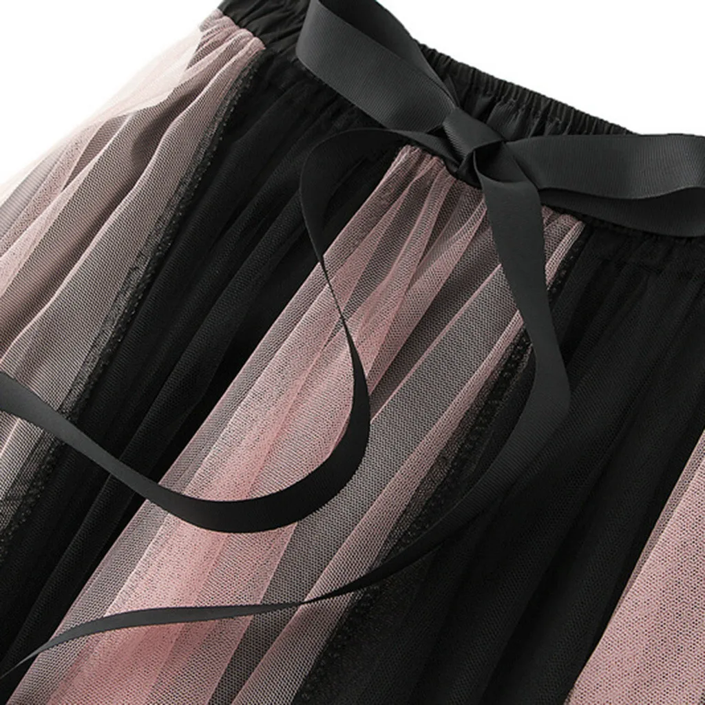 Женская длинная юбка с высокой талией плиссированная сетчатая юбка-пачка макси