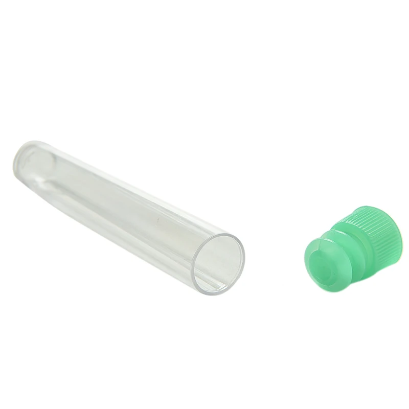 

Laboratory hard plastic tube polystyrene test tubes high transparency clear tubes with green cap stopper school lab supply 10PCS