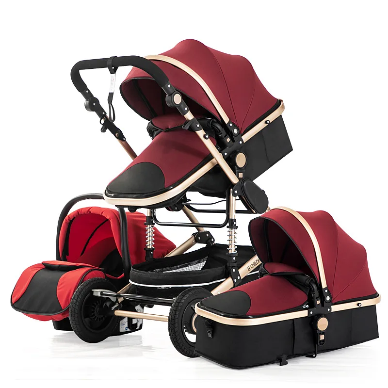2020 Multifunctional Baby Stroller 3 In 1 High Landscape Stroller Folding Carriage Gold Baby Stroller Newborn Stroller