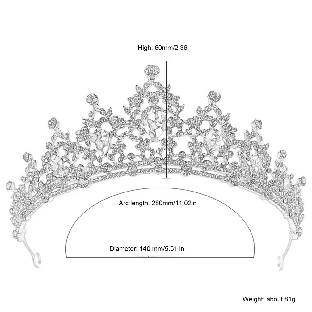 Bride Crown white Rhinestone Crystal Wedding Accessories For Women Princess Hair Tiara Headbands Hairwear | Украшения и