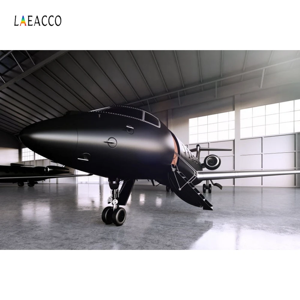 Laeacco роскошный черный частный реактивный паркинг в ангар фотографии фоны виниловые пользовательские фотографии фоны для фотостудии