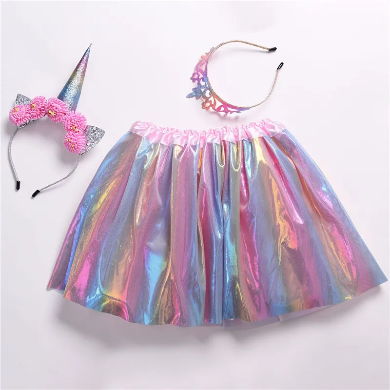 2headwear1skirt 2 головной убор-единорог, От 0 до 8 лет юбки-пачки для маленьких девочек фатиновая юбка принцессы детская одежда для девочек юбка-американка детская разноцветная юбка, A341 - Цвет: 2headwear1skirt