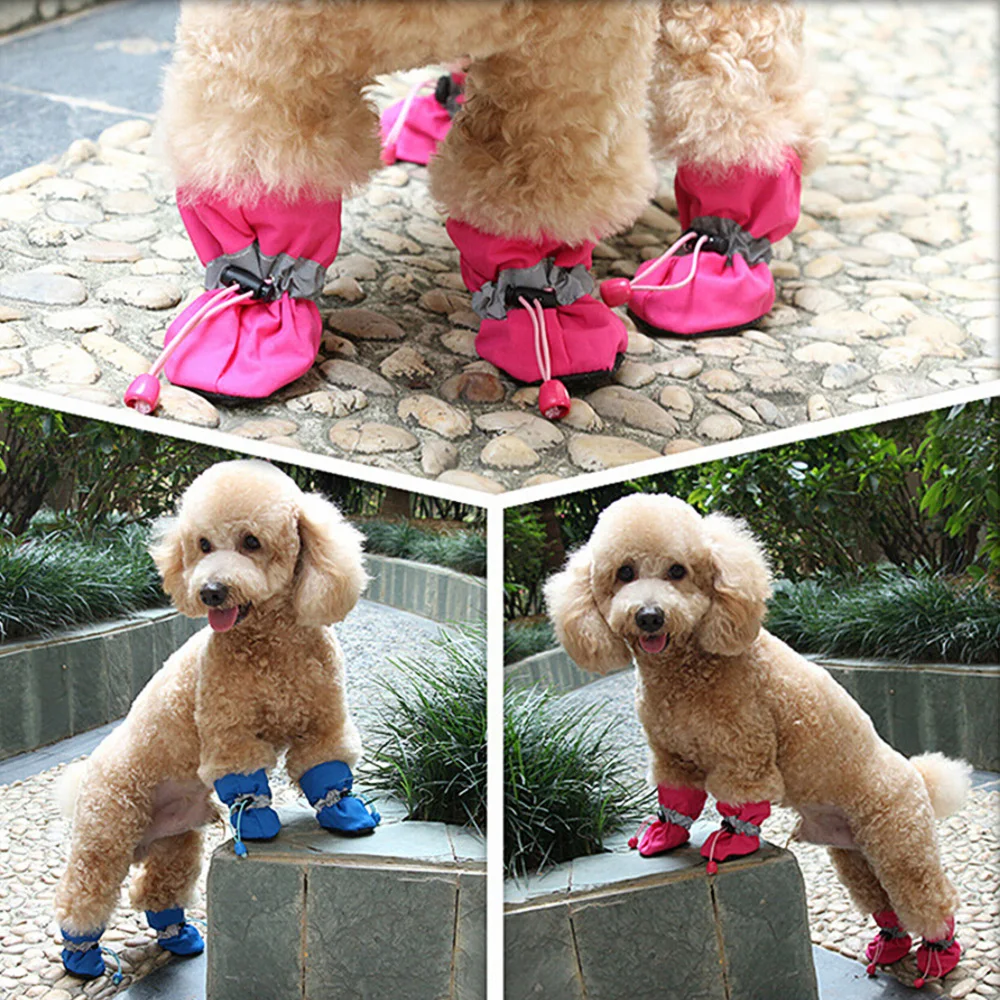 

4pcs Anti-Skid Puppy Shoes Waterproof Soft Pet Paw Care Pet Product Soft-sole Dog Shoes Fashion Pet Accessories