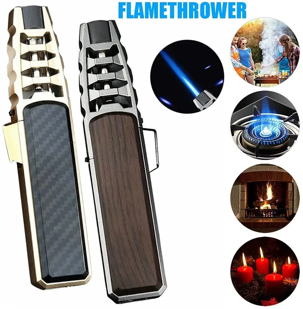 2020 new outdoor pen spray gun jet butane pipe lighter kitchen bbq metal torch turbo windproof cigar lighter gadgets for men free global shipping