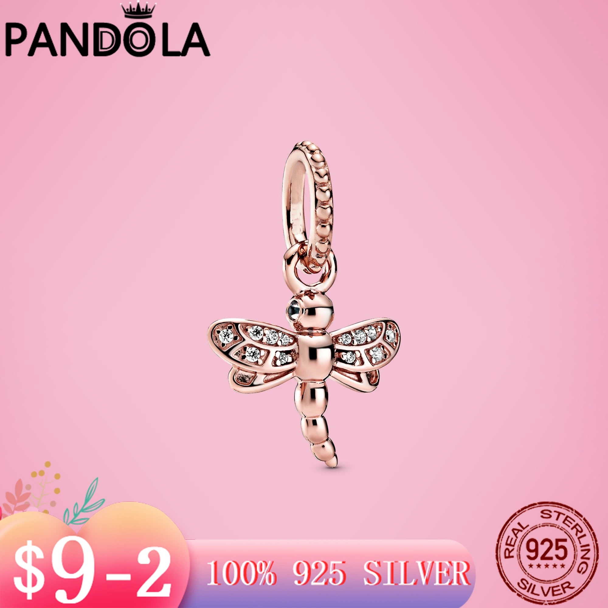 

Genuine 925 Sterling Silver Sparkling Dragonfly Pendant Charms Beads Fit Original Pandora Bracelet Silver S925 Jewelry Gift Hot